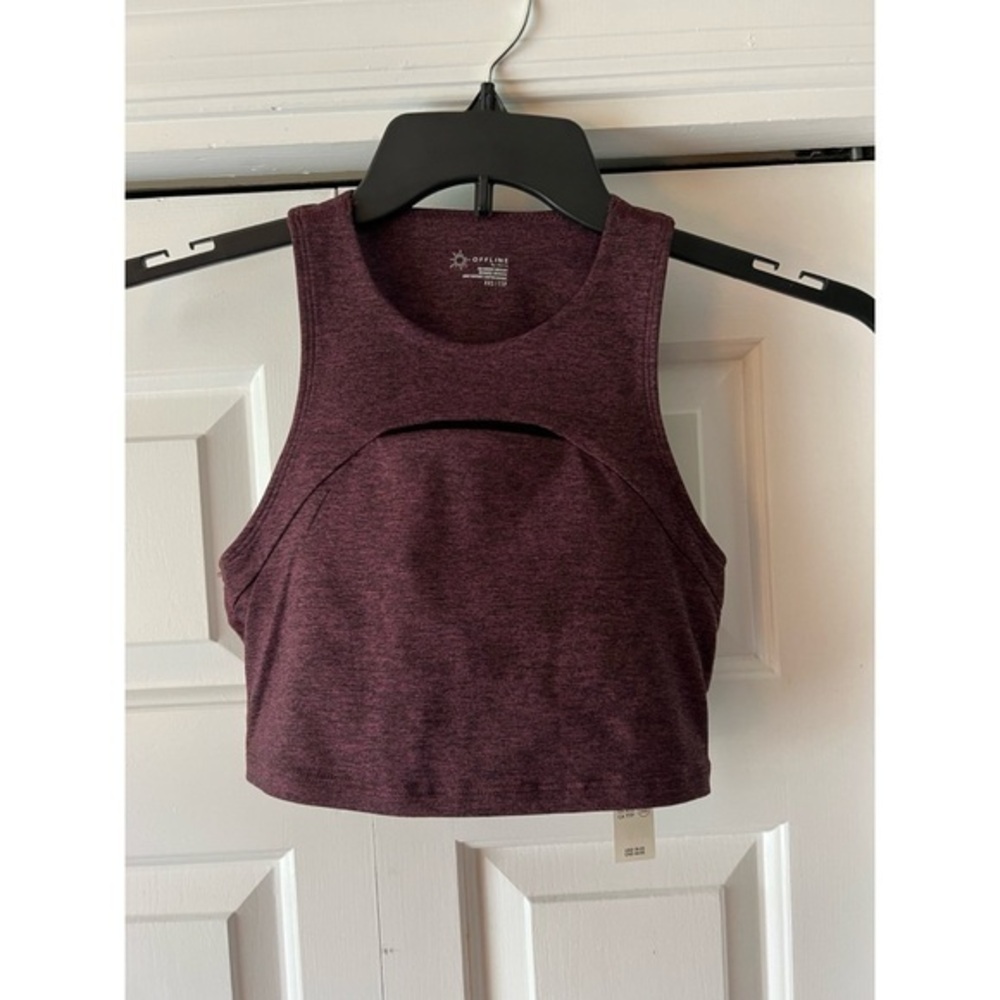 Offline by Aerie Women's Heathered Purple "The Hugger" Sports Bra NWT XXS #1017